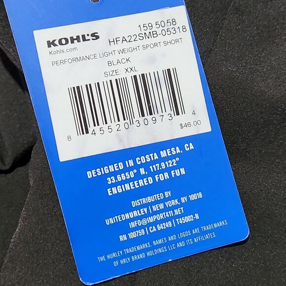 Hurley Shorts Size XXL Black Zip Pocket Quick Dry Stretch Reflective Logo - Picture 6 of 11